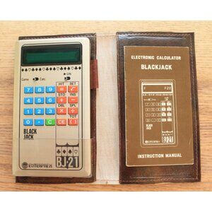 Enterprex BJ-21 Vintage Blackjack Calculator w/ Case & Manual |1970s| WORKS